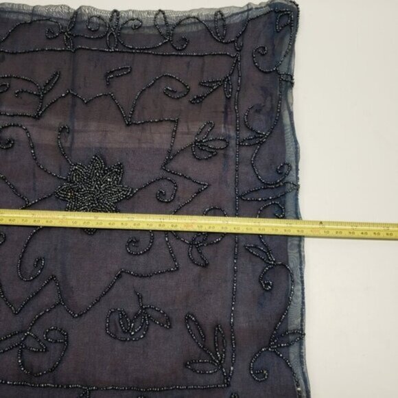 Deep Blue Sheer Beaded Cushion Cover Pillow Case Moody Maximalist Boho - Picture 11 of 13